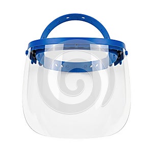 Blue face shield with clear visor for protection