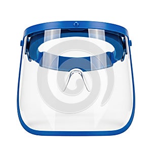 Blue face shield with clear visor for protection