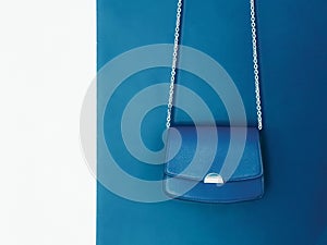 Blue fashionable leather purse with silver details as designer bag and stylish accessory, female fashion and luxury style handbag