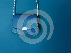 Blue fashionable leather purse with silver details as designer bag and stylish accessory, female fashion and luxury style handbag