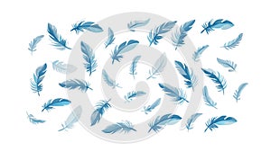 Blue Feather Pattern Texture Background, vector design Generative AI
