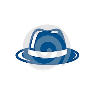 Blue Fedora Hat Vector Symbol Design