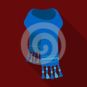 Blue felt scarf with beautiful patterns.Scarves and shawls single icon in flat style vector symbol stock illustration.