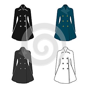 Blue female restrained coat buttoned. Women`s outerwear..Woman clothes single icon in cartoon style vector symbol stock