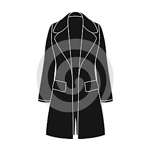 Blue female restrained coat buttoned. Women s outerwear..Women clothing single icon in black style vector symbol stock