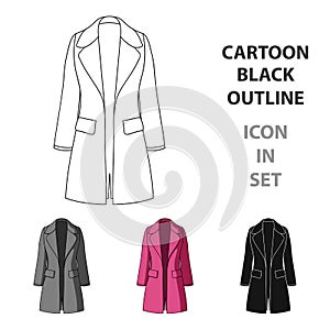 Blue female restrained coat buttoned. Women`s outerwear..Women clothing single icon in cartoon style vector symbol stock