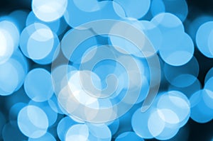 Blue Festive Christmas elegant abstract background with many bokeh lights. Defocused artistic image
