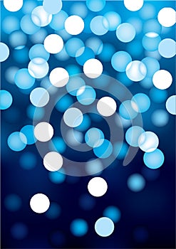 Blue festive lights, vector background.