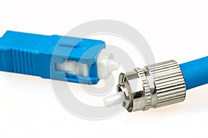 Blue fiber optic SC connector and FC type connector