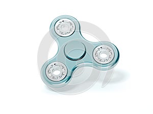 Blue fidget spinner. 3d rendering