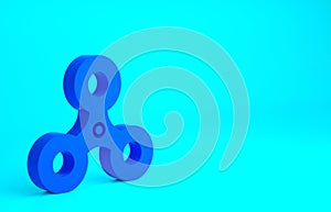 Blue Fidget spinner icon isolated on blue background. Stress relieving toy. Trendy hand spinner. Minimalism concept. 3d