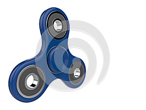 The blue fidget SPINNER stress relieving toy on white isolated background. 3d illustration.