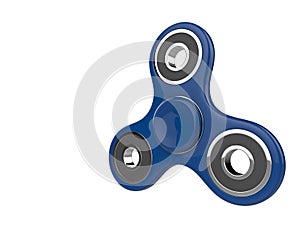 The blue fidget SPINNER stress relieving toy on white isolated background. 3d illustration.