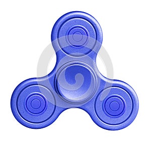 Blue fidget spinner on white background.