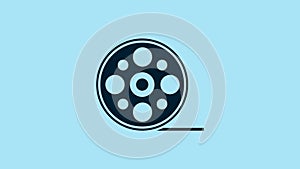 Blue Film reel icon isolated on blue background. 4K Video motion graphic animation