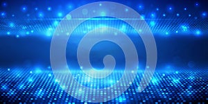 BLUE FILTER TECHNOLOGY BACKGROUND, ABSTRACT BLUE PATTERN WITH EMPTY FIELDS AND BLURRY SPACE FOR TEXT