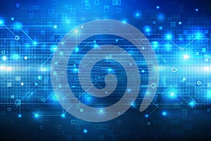 BLUE FILTER TECHNOLOGY BACKGROUND, ABSTRACT BLUE PATTERN WITH EMPTY FIELDS AND BLURRY SPACE FOR TEXT