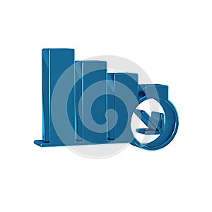 Blue Financial growth decrease icon isolated on transparent background. Increasing revenue.