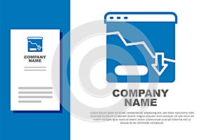 Blue Financial growth decrease icon isolated on white background. Increasing revenue. Logo design template element