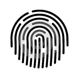 Blue fingerprint isolated on white background. Security scan for your device. Vector illustration