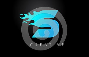 Blue fire  Blue S Letter Flame Logo Design. Fire Logo Lettering Concept