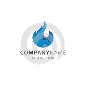 Blue Fire flame elegant logo vector