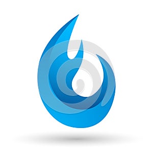 Blue Fire flame modern abstract fire design  fire wave icon logo