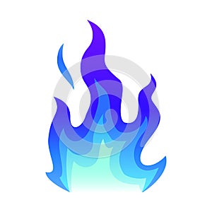 Blue fire icon Flat fire flame vector illustration. blue flame or campfire isolated on white