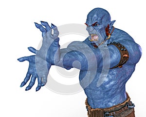 Blue fire ogre in white background
