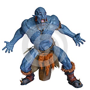 Blue fire ogre in white background