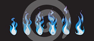 Blue fire vector animation sprites, flames