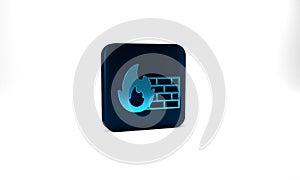 Blue Firewall, security wall icon isolated on grey background. Blue square button. 3d illustration 3D render