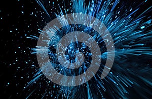 blue firework explosion on black background