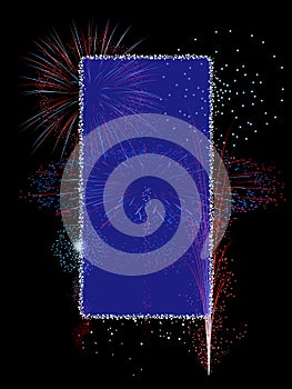 Blue fireworks banner