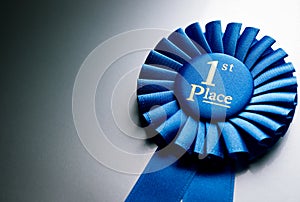 Blue first place winner rosette