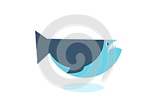 Blue fish isolated on white background.