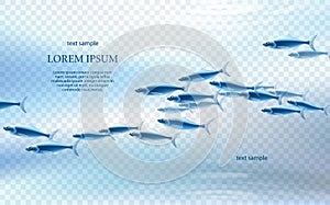 Blue fish on light background. Realistic vector