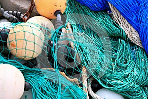 Blue fish net background