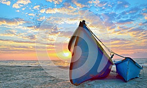 Blue fisherman boats