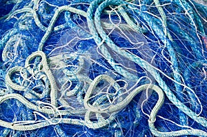 Blue fishing net photo