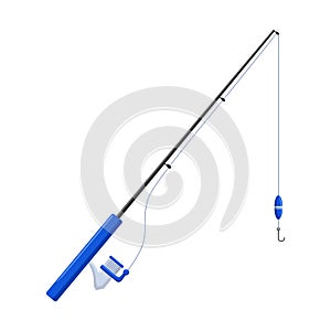 Blue fishing rod isolated on a white background
