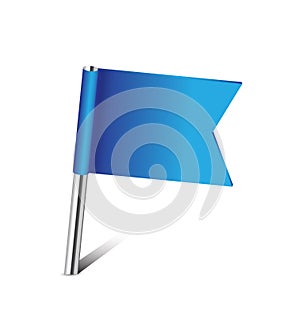 Blue flag pin on white