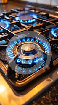 Blue flame brilliance Gas stove burner showcases controlled combustion