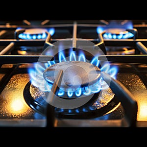 Blue flame brilliance Gas stove burner showcases controlled combustion