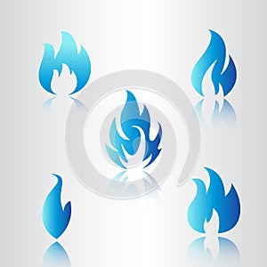 Blue flame collection vector illustration