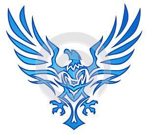 Blue Flame Eagle Tattoo