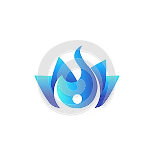 Blue flame energy creative logo