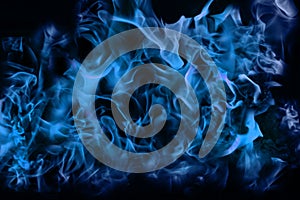 Blue flame fire conceptual abstract texture background photo