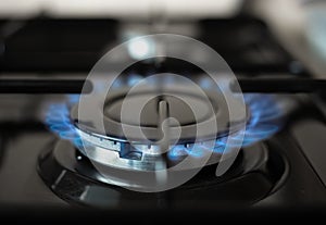 Blue flame of gas stove