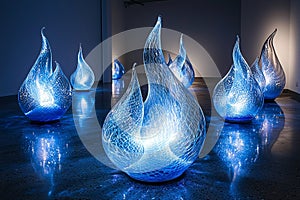 Blue flame glass sculpture